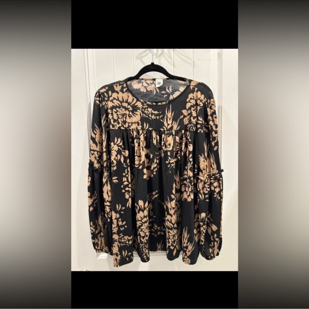 SEW IN LOVE WOMENS BLACK/TAN BLOUSE